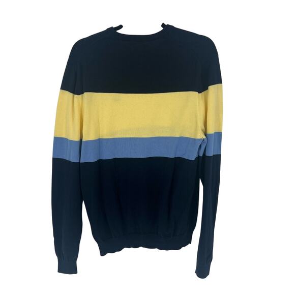 Brooks Brothers Striped Sweater - Navy, Yellow, Blue - M - Picture 2 of 7